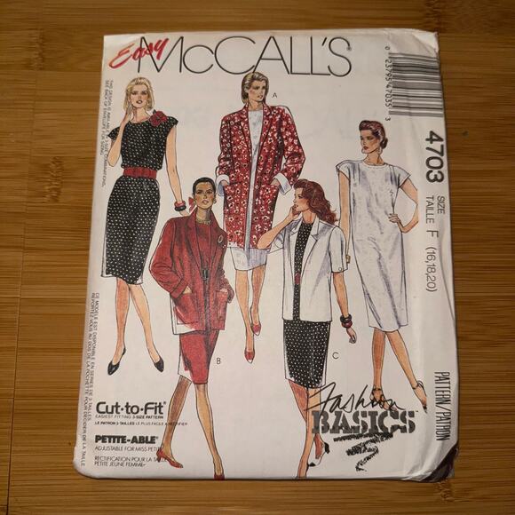 Vintage 1990 McCall's Womens pattern 4703  Size 146-20 uncut - Picture 1 of 5